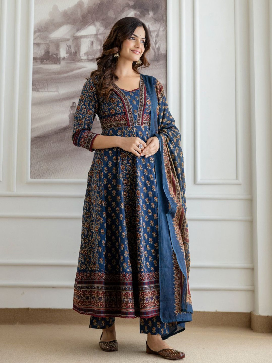 Image of ANOUK Women Kurta Palazzo Dupatta Set