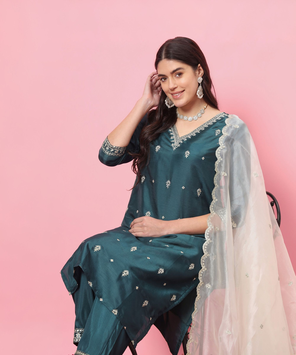 Image of VredeVogel Women Kurta Pant Dupatta Set