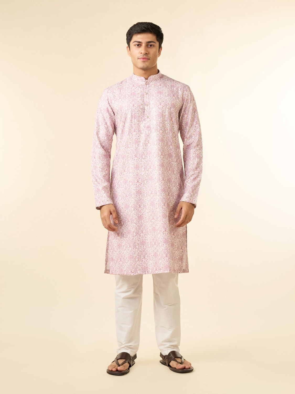 Image of DIWAS by Manyavar Men Paisley, Embroidered, Embellished, Printed Straight Kurta