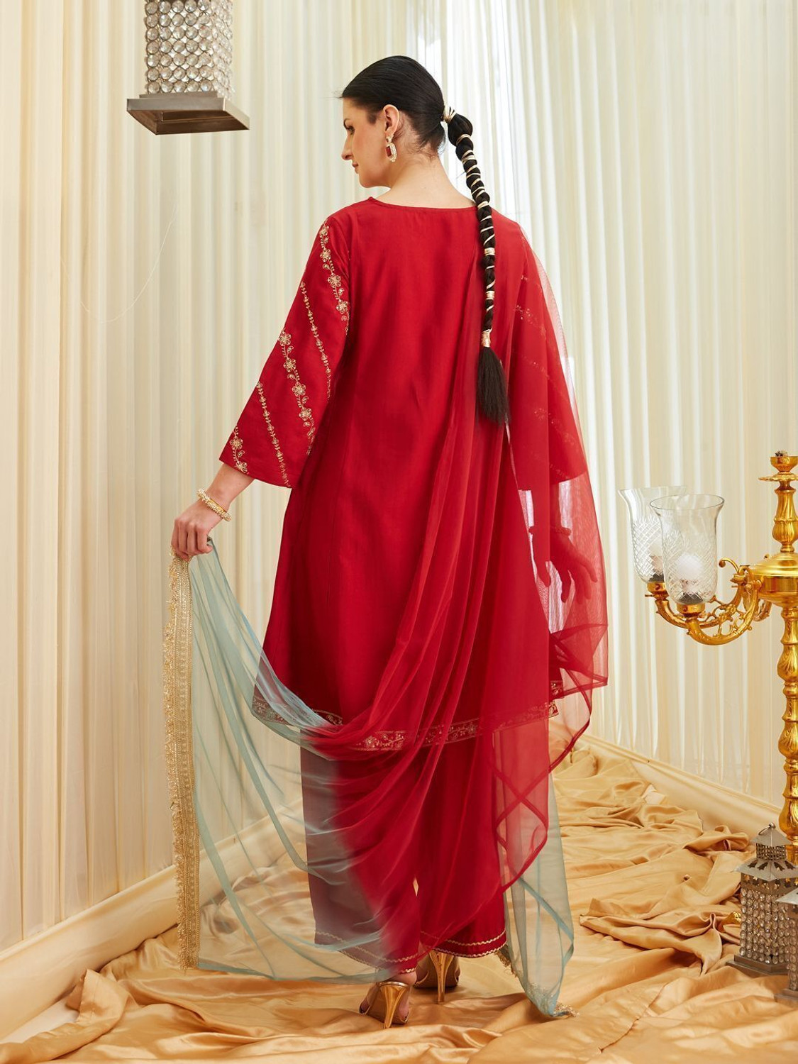 Image of MOKOSH Women Kurta Palazzo Dupatta Set