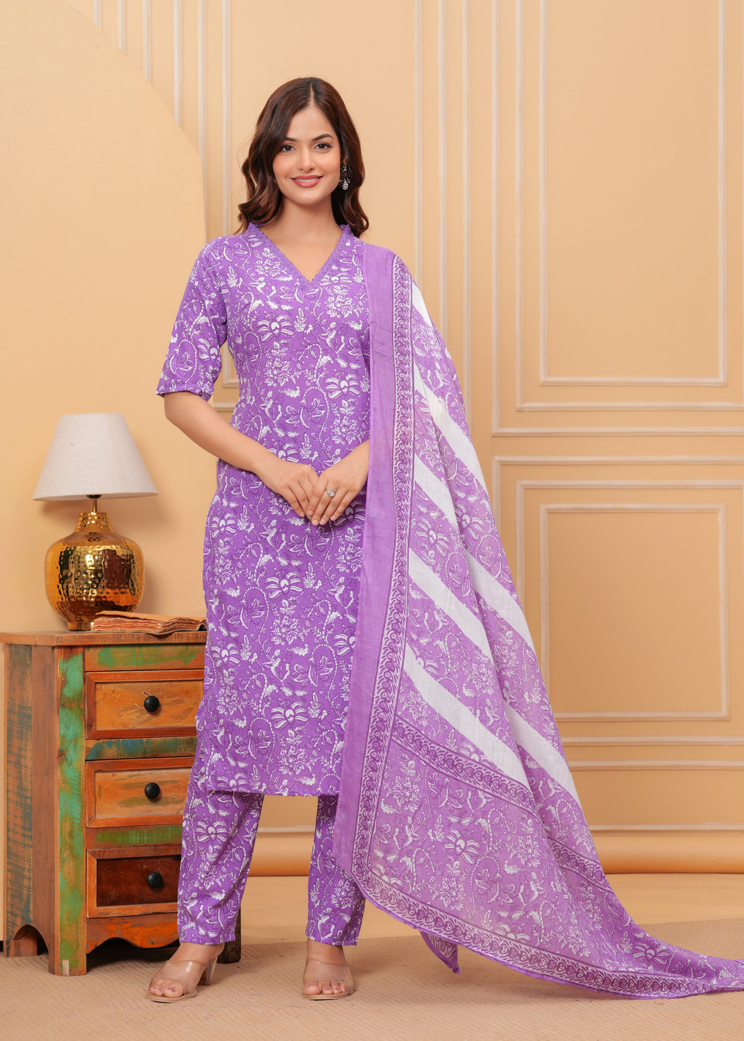 Image of Lamba Creations Women Kurti Pant Dupatta Set