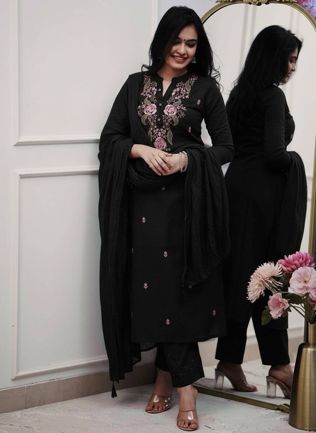 BEAUTYBEATS Embroidered Kurta, Trouser/Pant & Dupatta Set