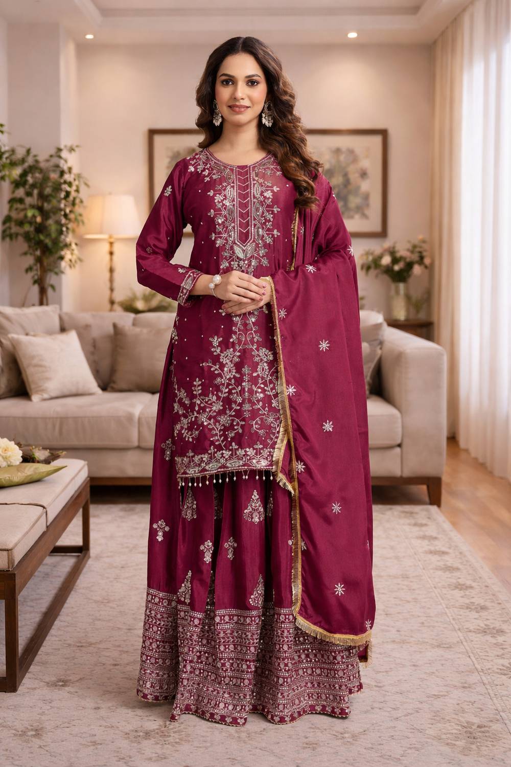 Aksharam Women Kurti Skirt Dupatta Set
