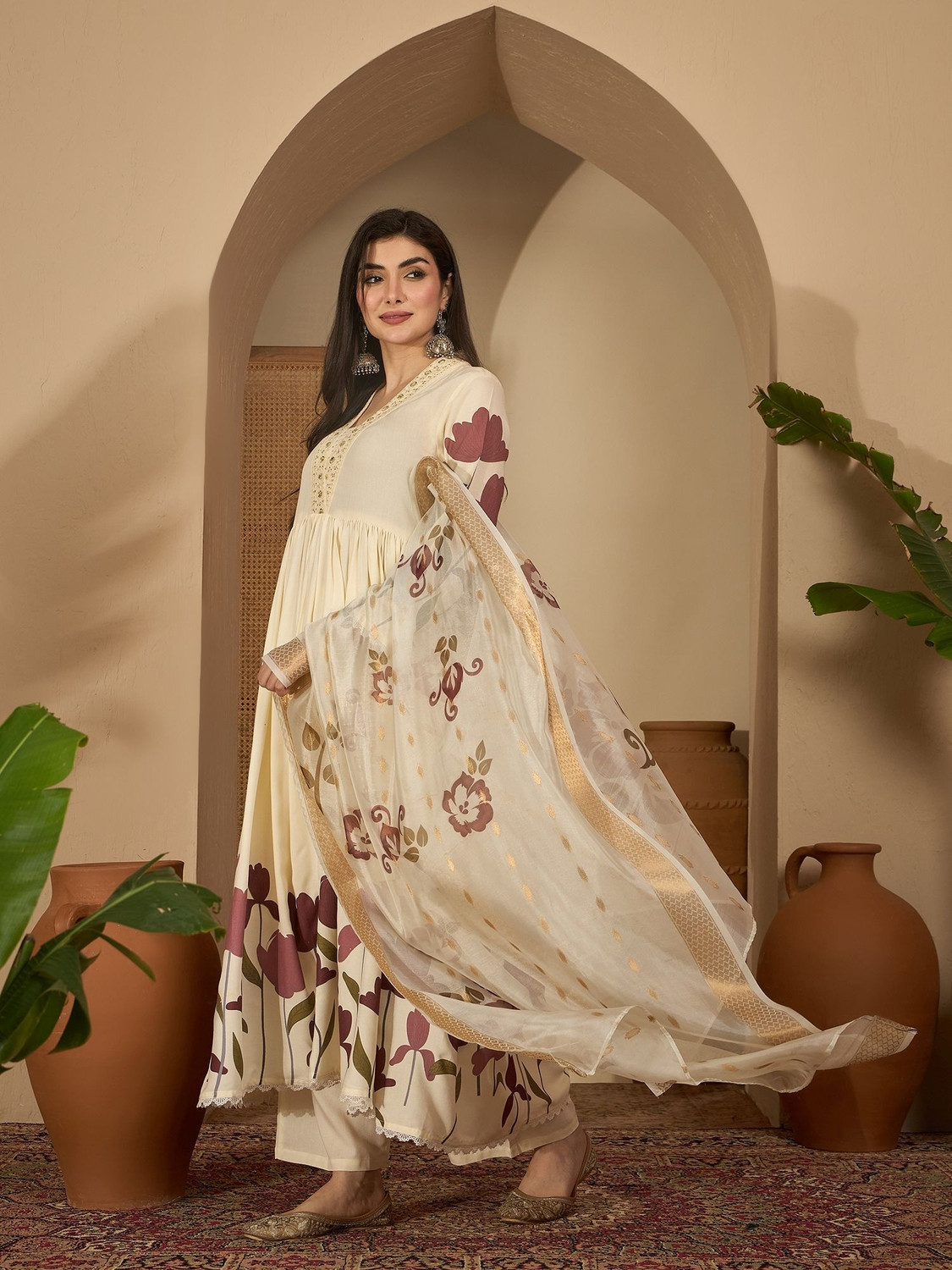Image of Stylum Women Kurta Palazzo Dupatta Set