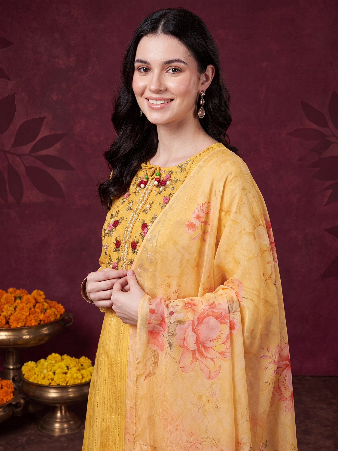 Image of Indo Era Women Kurta Pant Dupatta Set