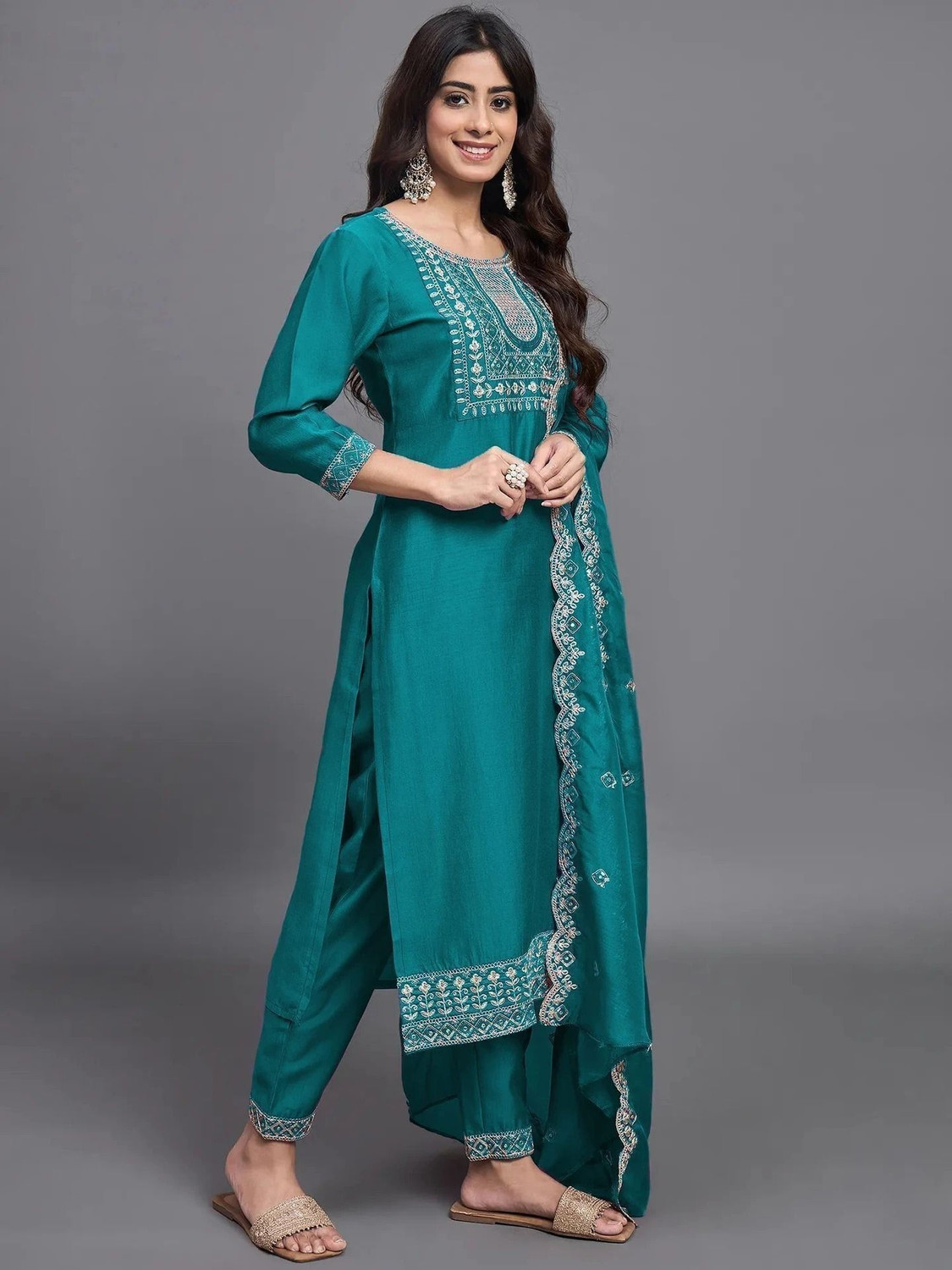 Image of Pink She Women Kurta Pant Dupatta Set