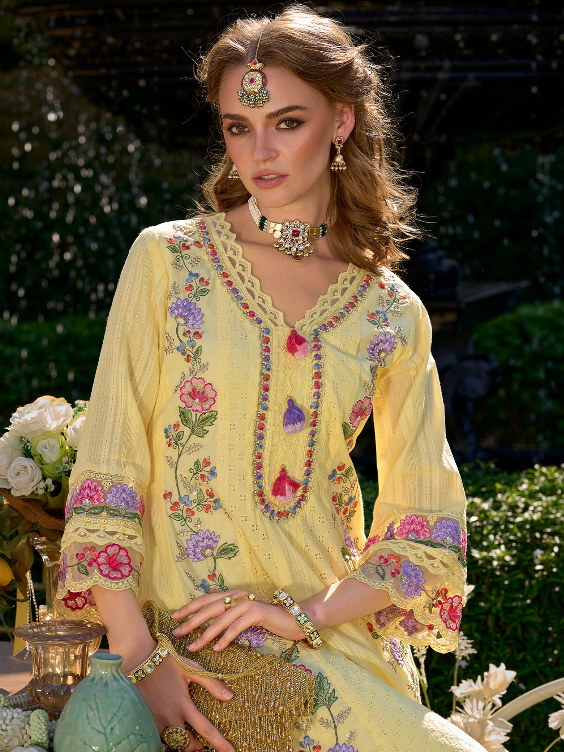 Image of Indo Era Women Kurta Pant Dupatta Set
