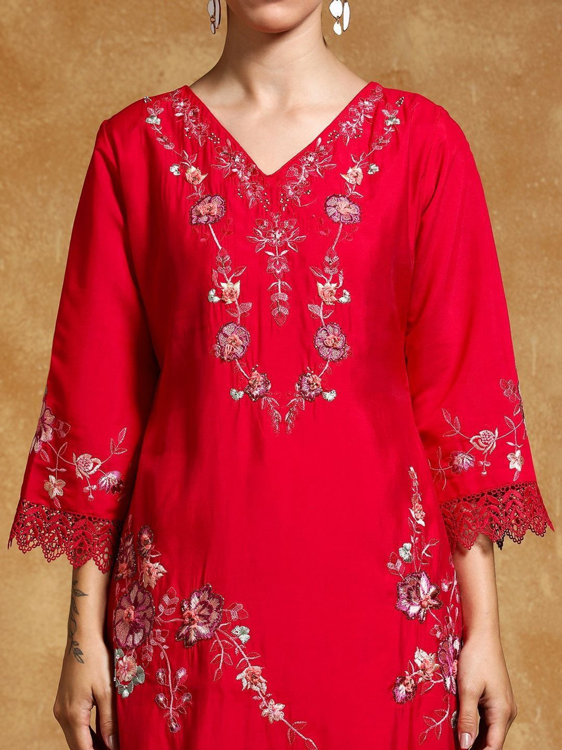 Image of ANOUK Women Pure Cotton Kurta Palazzo Dupatta Set