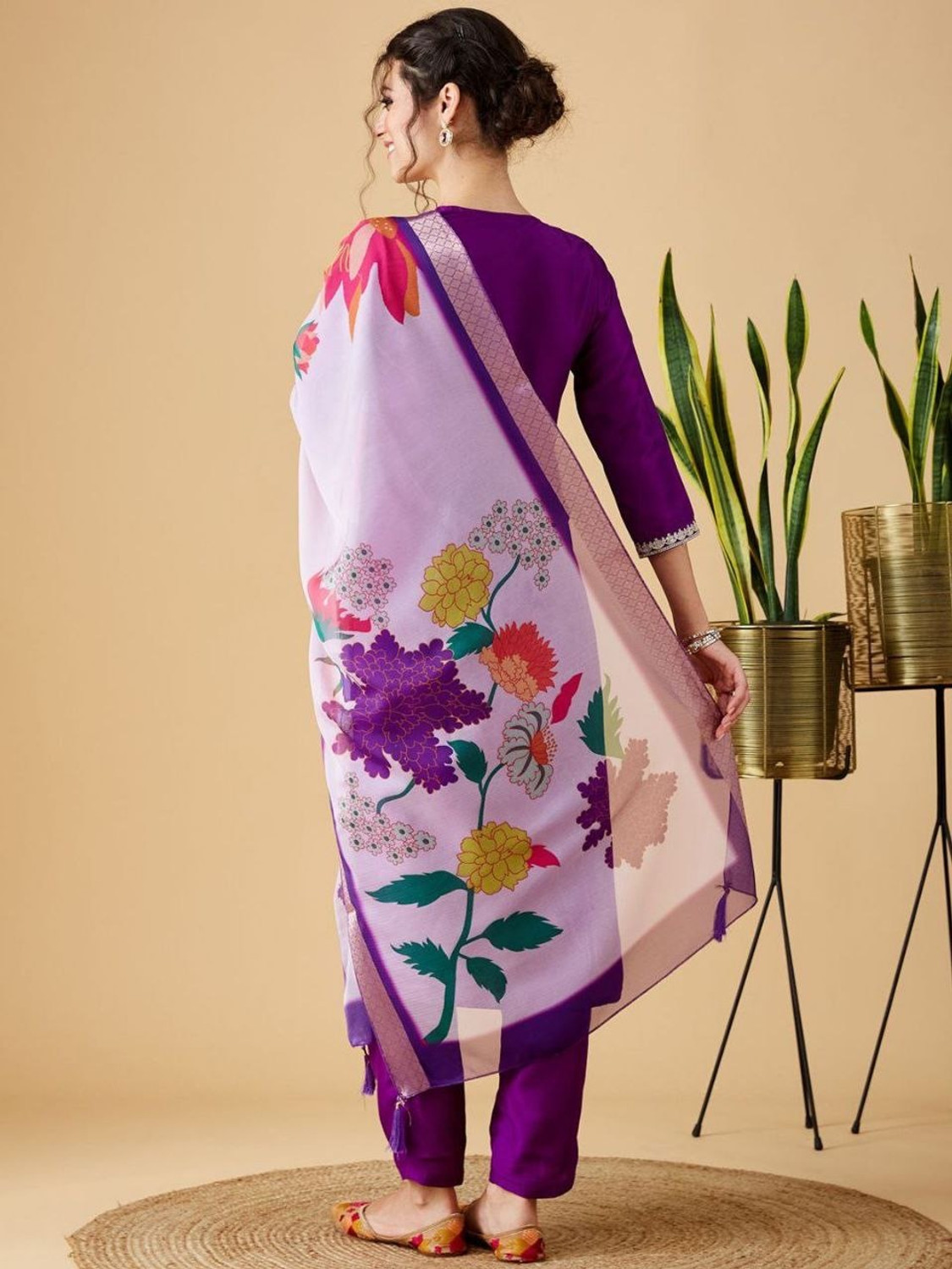 Image of TRAHIMAM Women Kurta Pant Dupatta Set