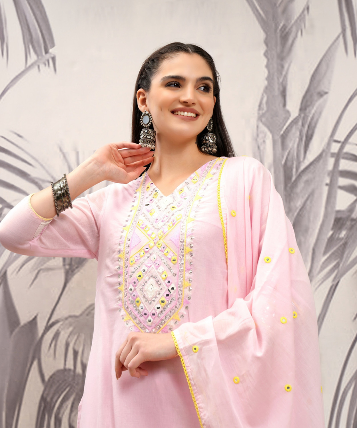 Image of Vishudh Women Kurta Sharara Attached Dupatta Set