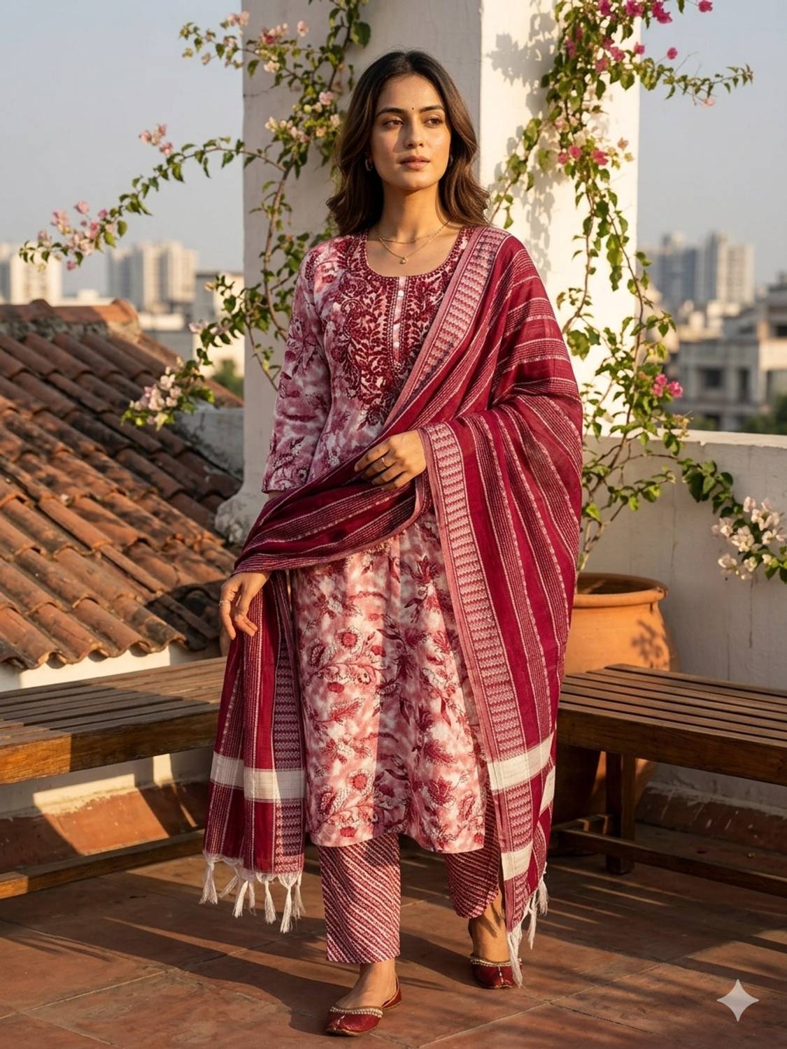 Tikkar Women Kurta Churidar Dupatta Set - Image 1