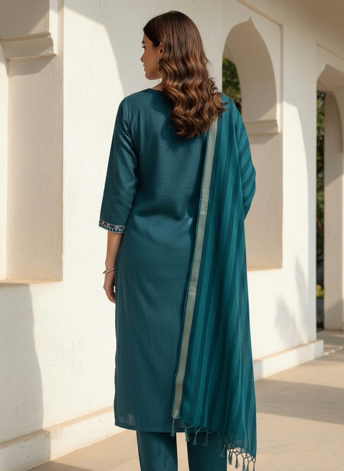 Image of IBRANA Women Kurta Pant Dupatta Set