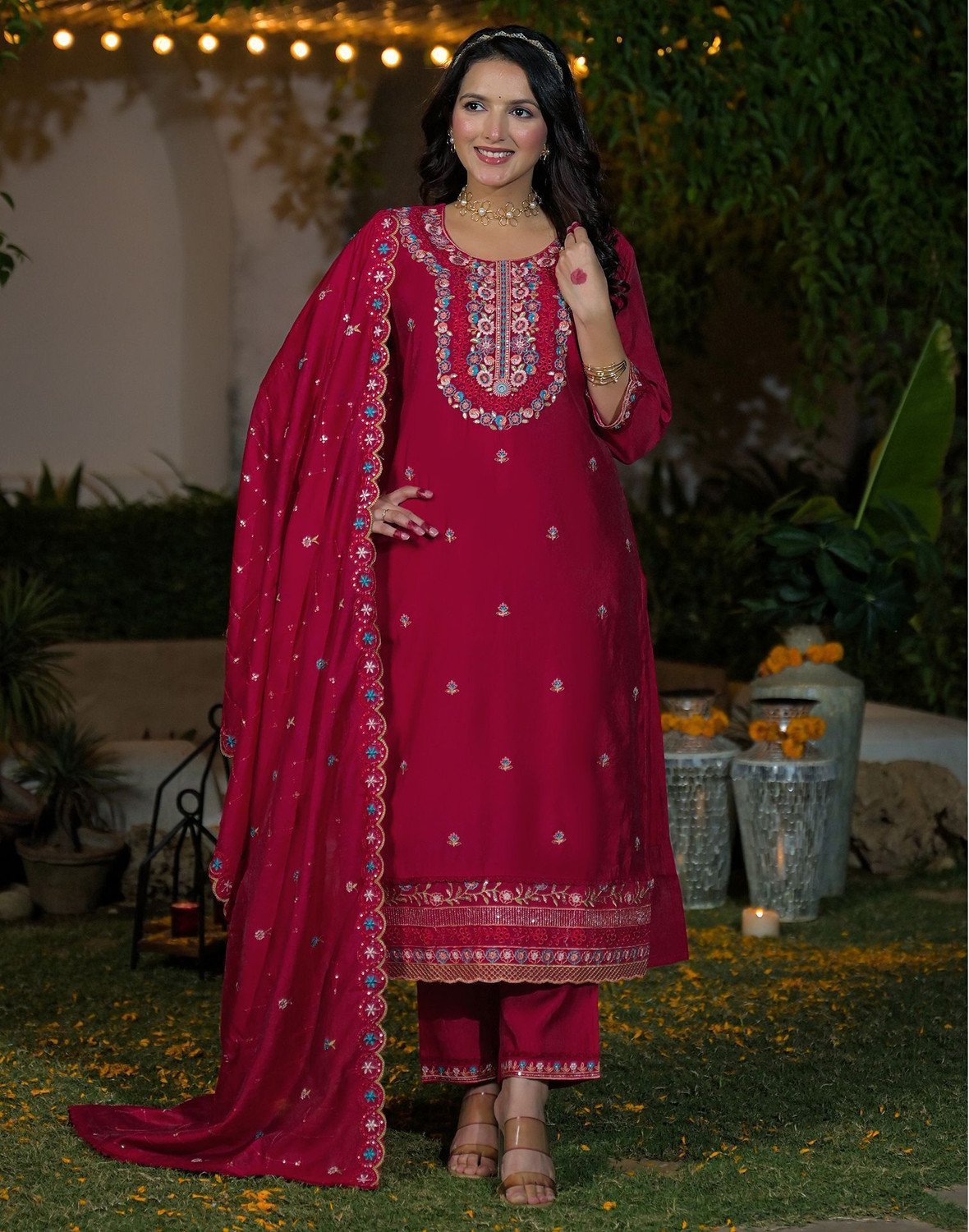 Image of Skylee Women Kurta Pant Dupatta Set