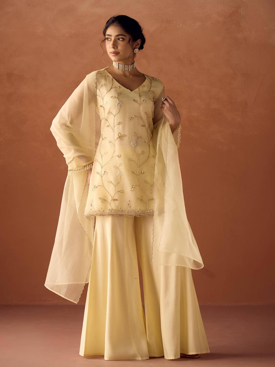 FIORRA Women Kurta Sharara Dupatta Set