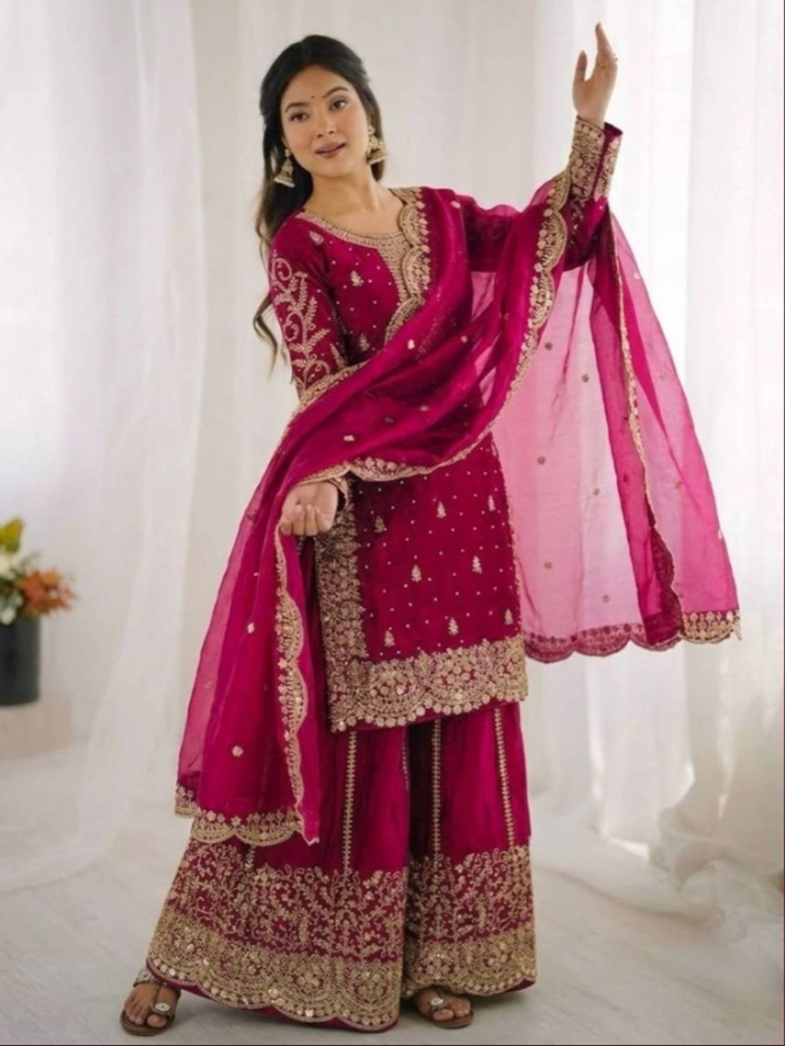 TILKI Women Kurti Palazzo Dupatta Set - Image 1