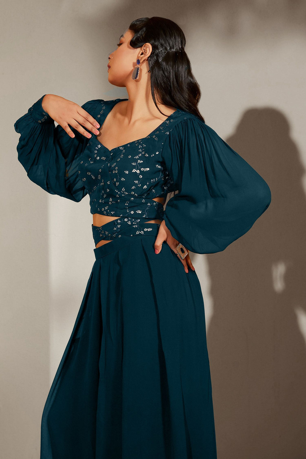 Image of SANCIA Women Ethnic Top Palazzo Set