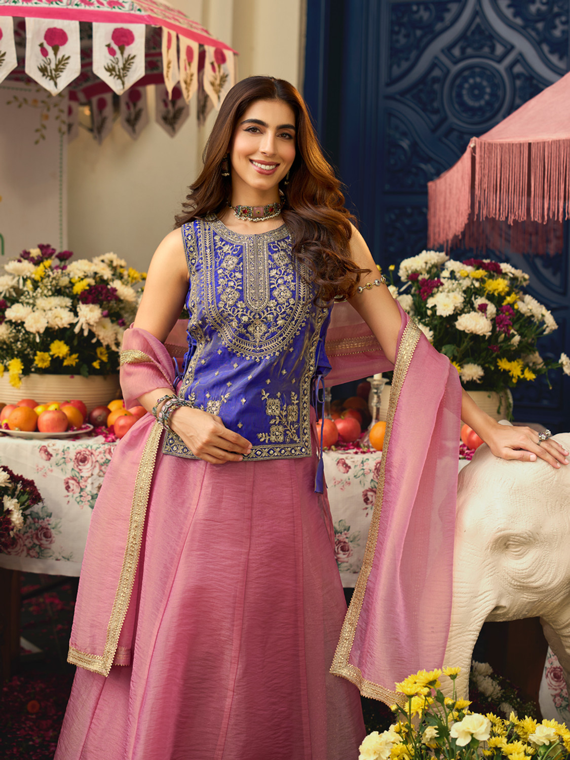 Image of MOKOSH Women Kurti Skirt Dupatta Set