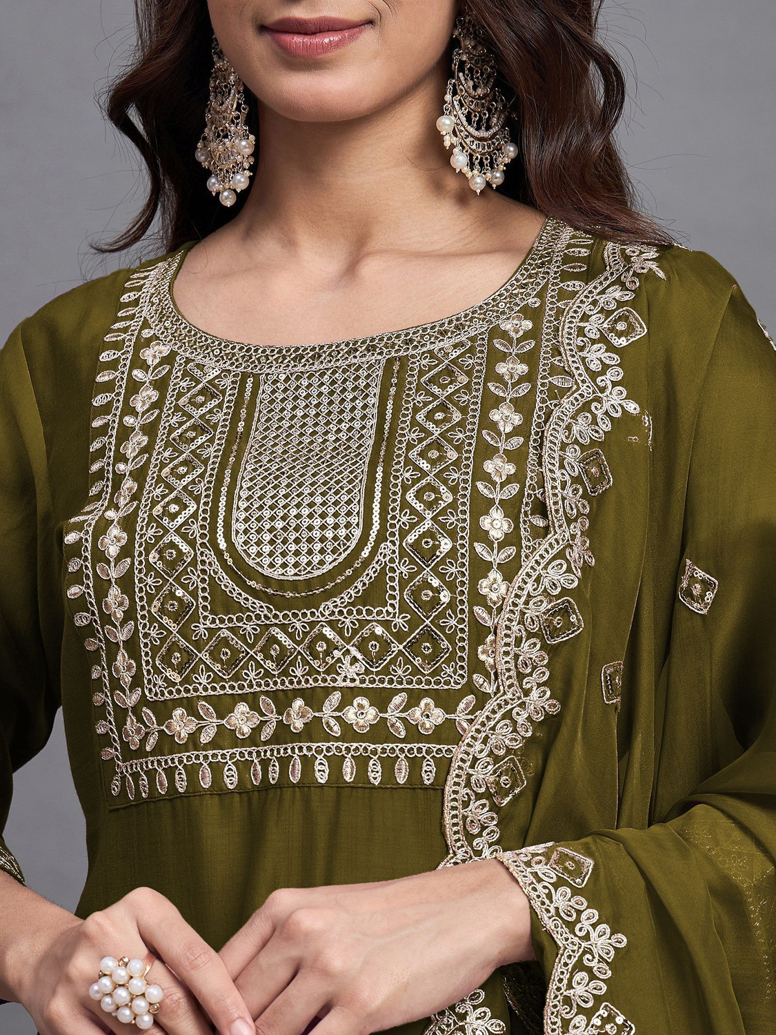 Image of Fashtown Women Kurta Pant Dupatta Set