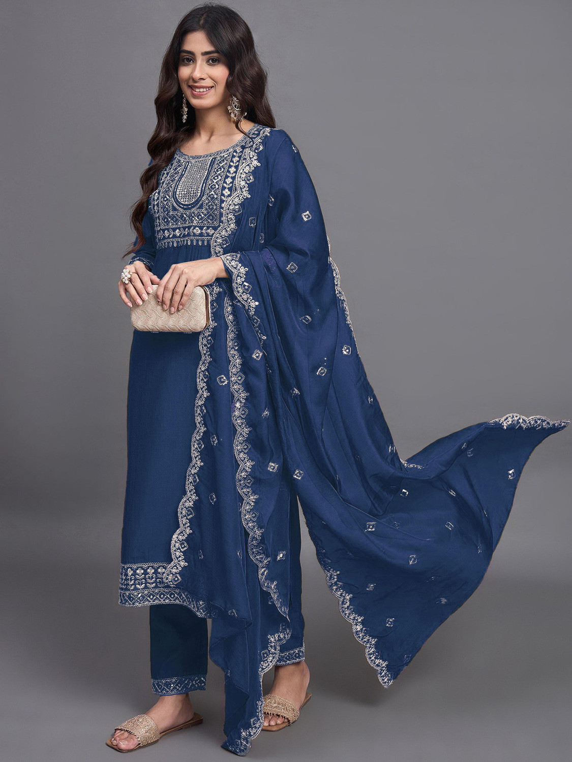 Image of Shree Ramkrishna Fab Women Kurti Pant Dupatta Set