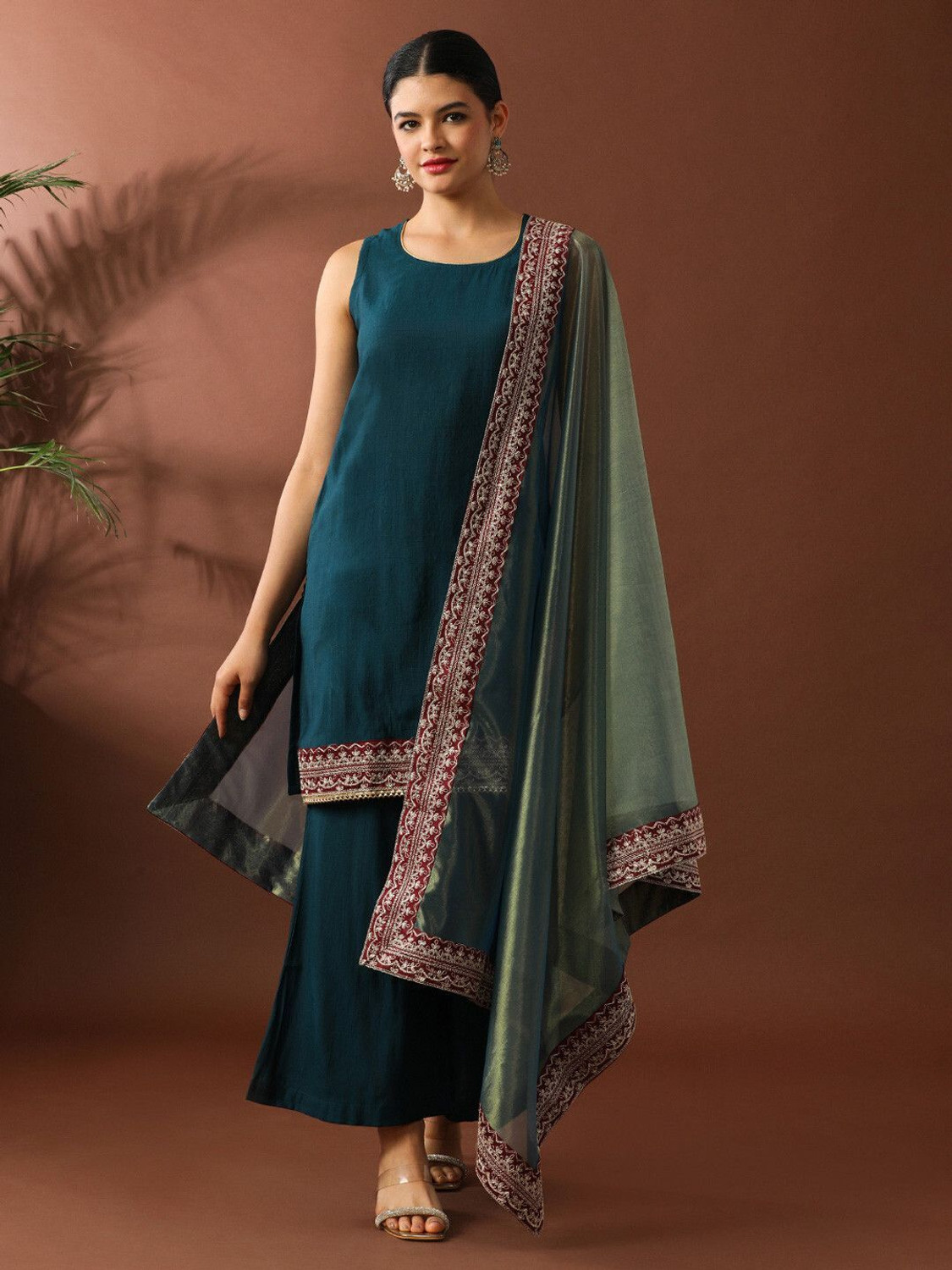 Image of AVANSHEE Women Kurta Palazzo Dupatta Set