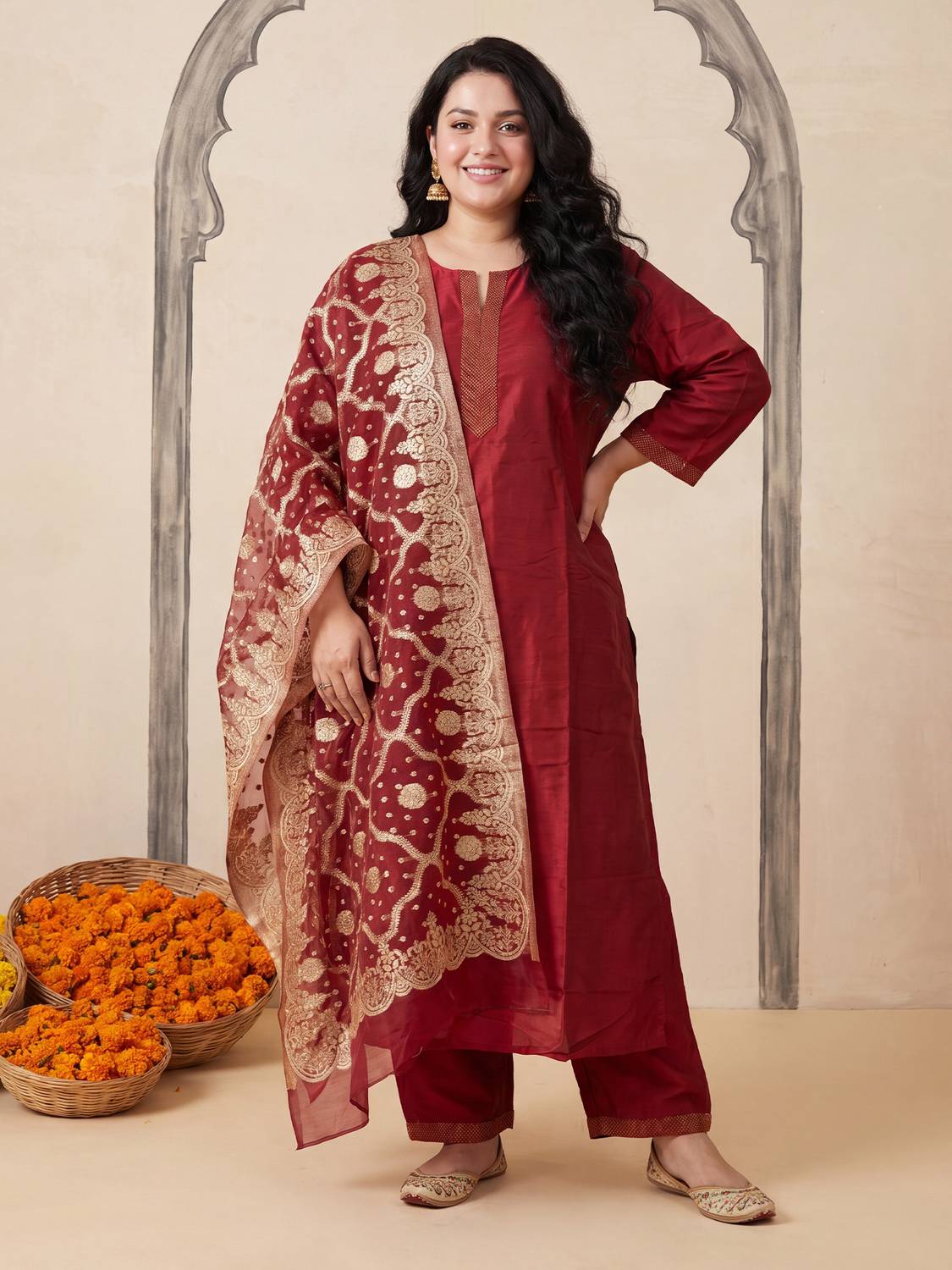 Indo Era Women Kurta Pant Dupatta Set - Image 3