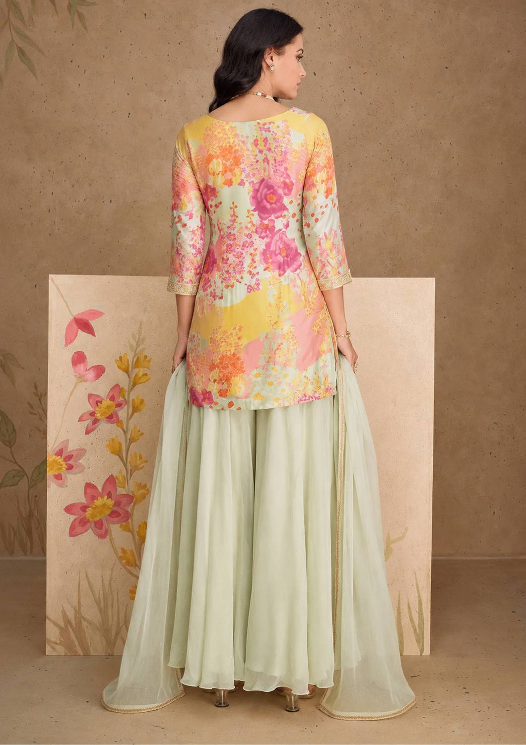 Zero Stitch Women Kurta Palazzo Dupatta Set - Image 2