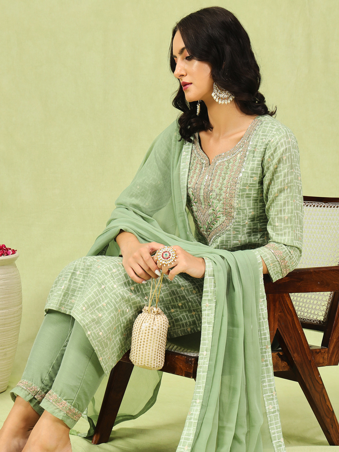Image of VredeVogel Women Kurta Pant Dupatta Set