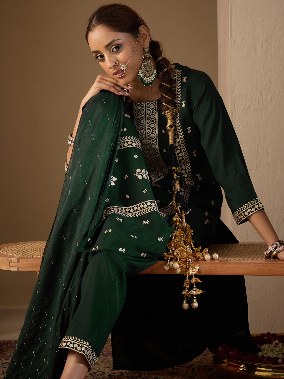Image of Indo Era Women Kurta Pant Dupatta Set