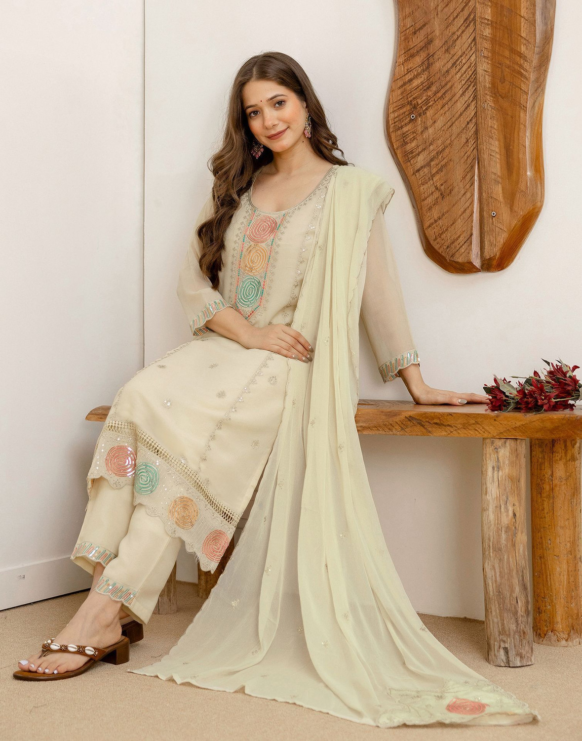 Image of Skylee Women Kurta Pant Dupatta Set
