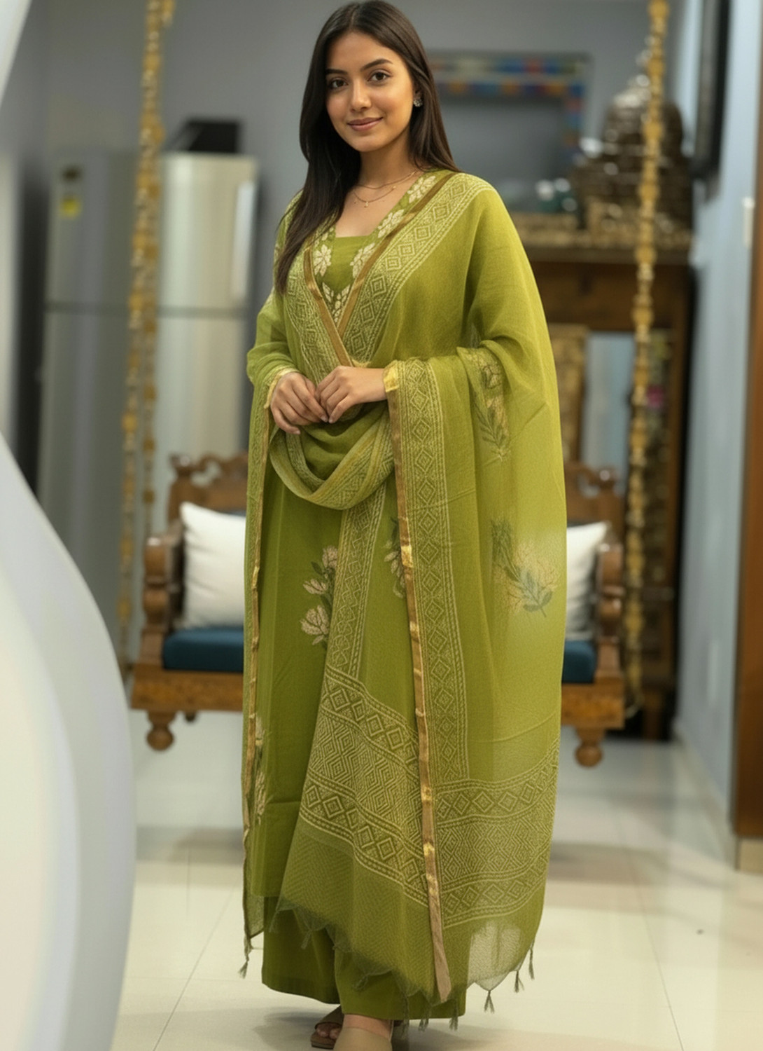 Image of Divastri Women Kurti Palazzo Dupatta Set