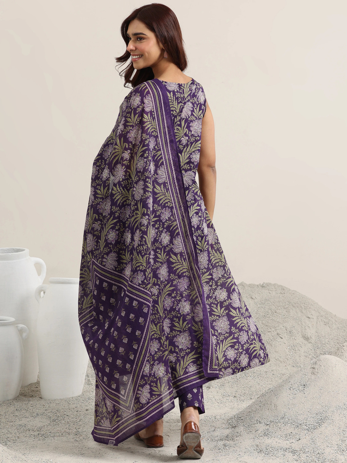 Image of LIBAS Women Cotton Blend Kurta Pant Dupatta Set