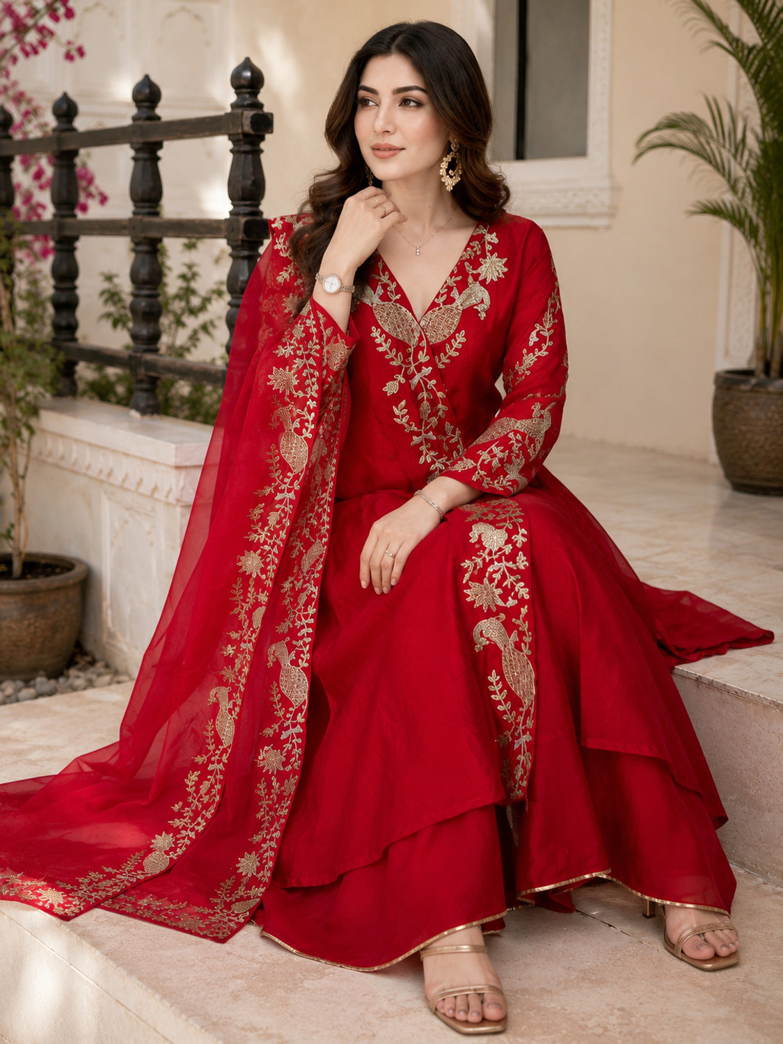 Image of Arriva Fab Women Pure Silk Kurta Palazzo Dupatta Set