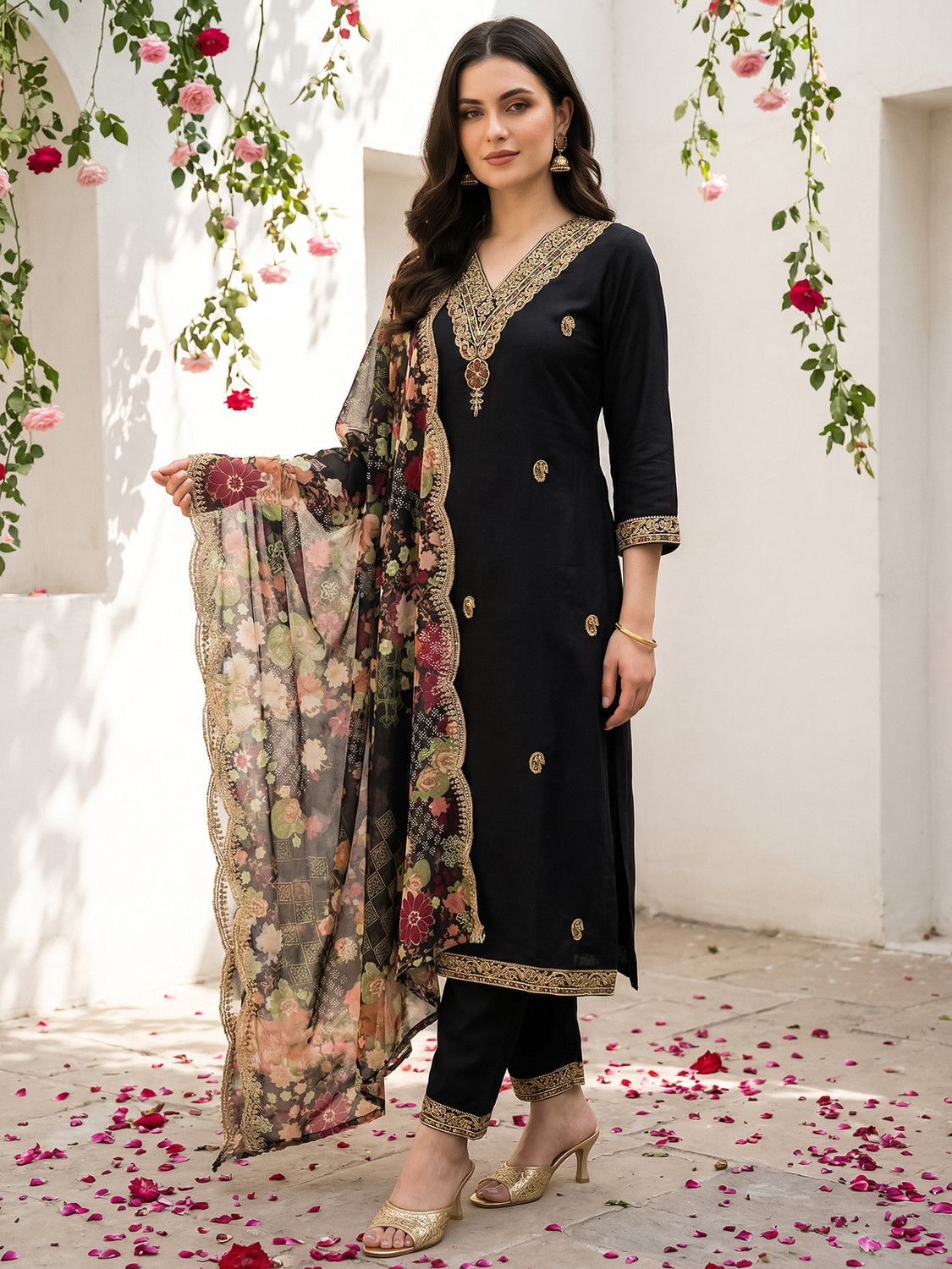 Image of Indo Era Women Kurta Pant Dupatta Set