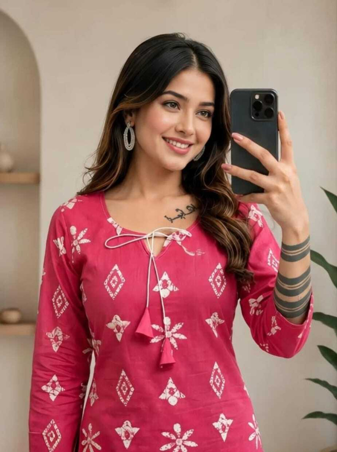 Image of IYISANS Women Cotton Blend Kurti Salwar Set