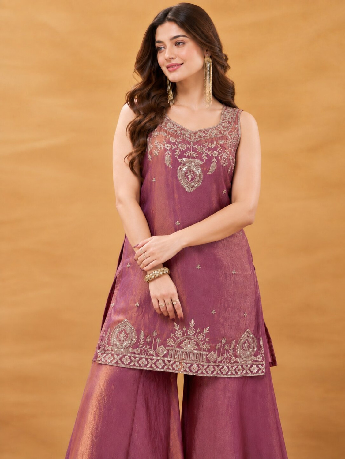 Image of OMICRON FAB Women Kurta Palazzo Dupatta Set