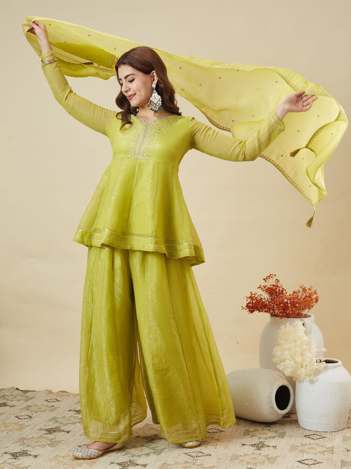 Image of MOKOSH Women Kurta Pant Dupatta Set