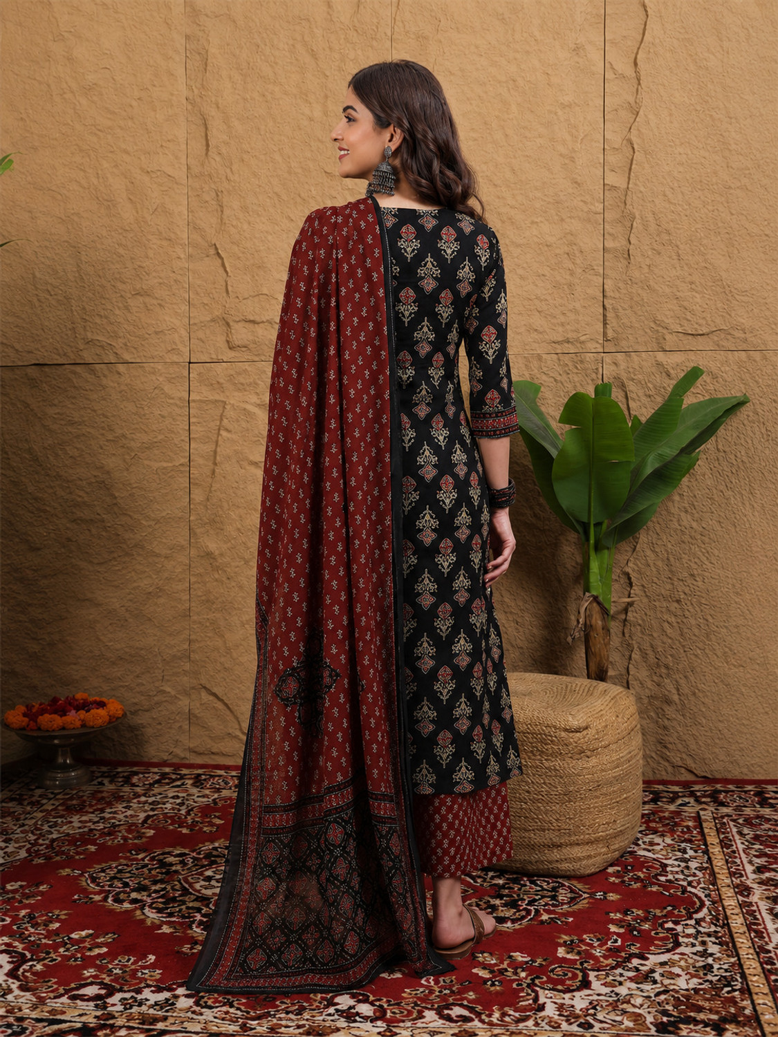 Image of S4K Women Kurta Palazzo Dupatta Set