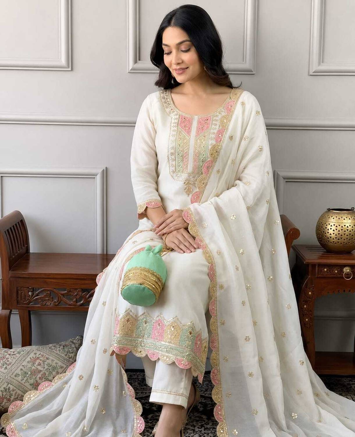 Laviya Women Kurta Pant Dupatta Set - Image 3
