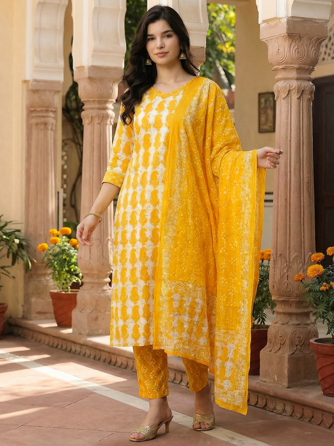 Image of Indo Era Women Kurta Pant Dupatta Set