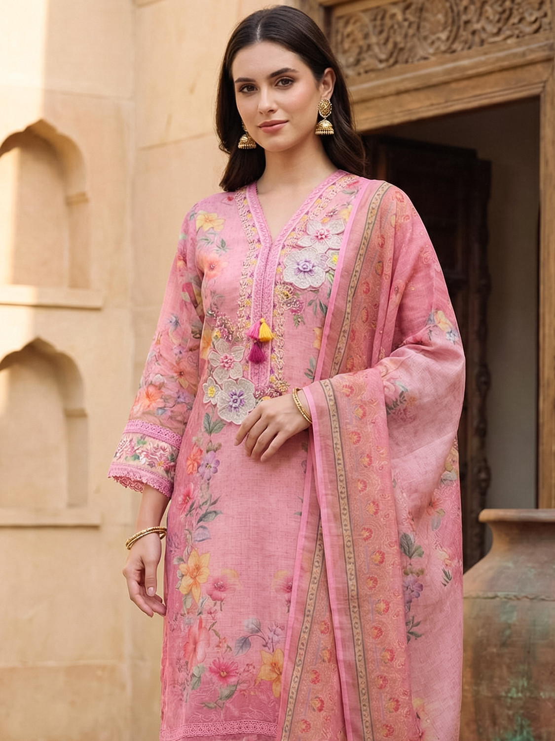 Image of Indo Era Women Kurta Pant Dupatta Set