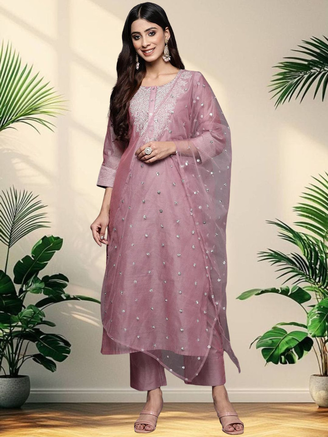 Image of pinfit Women Kurta Pant Dupatta Set