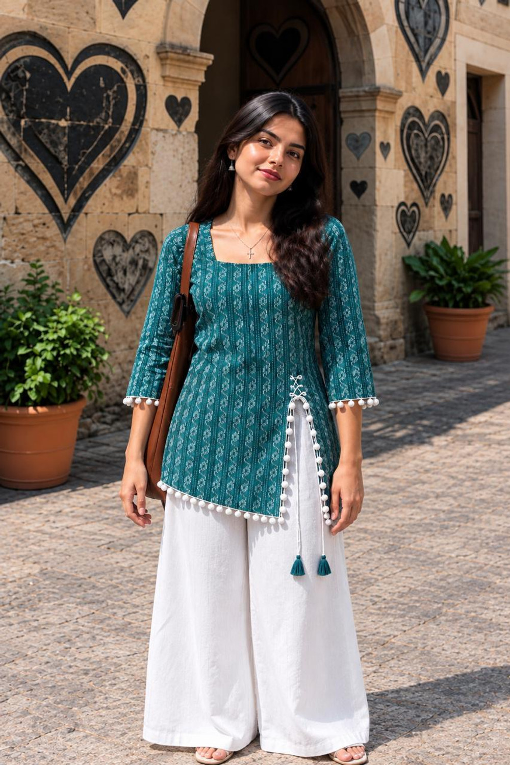 Image of RICF ROYALS INDIA FASHION COLLECTION Women Cotton Blend Kurti Palazzo Set