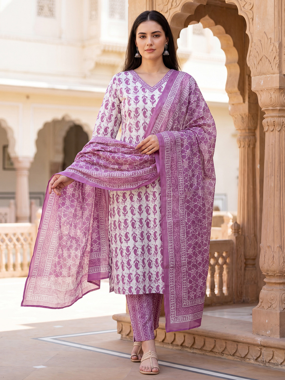 Image of Indo Era Women Kurta Pant Dupatta Set