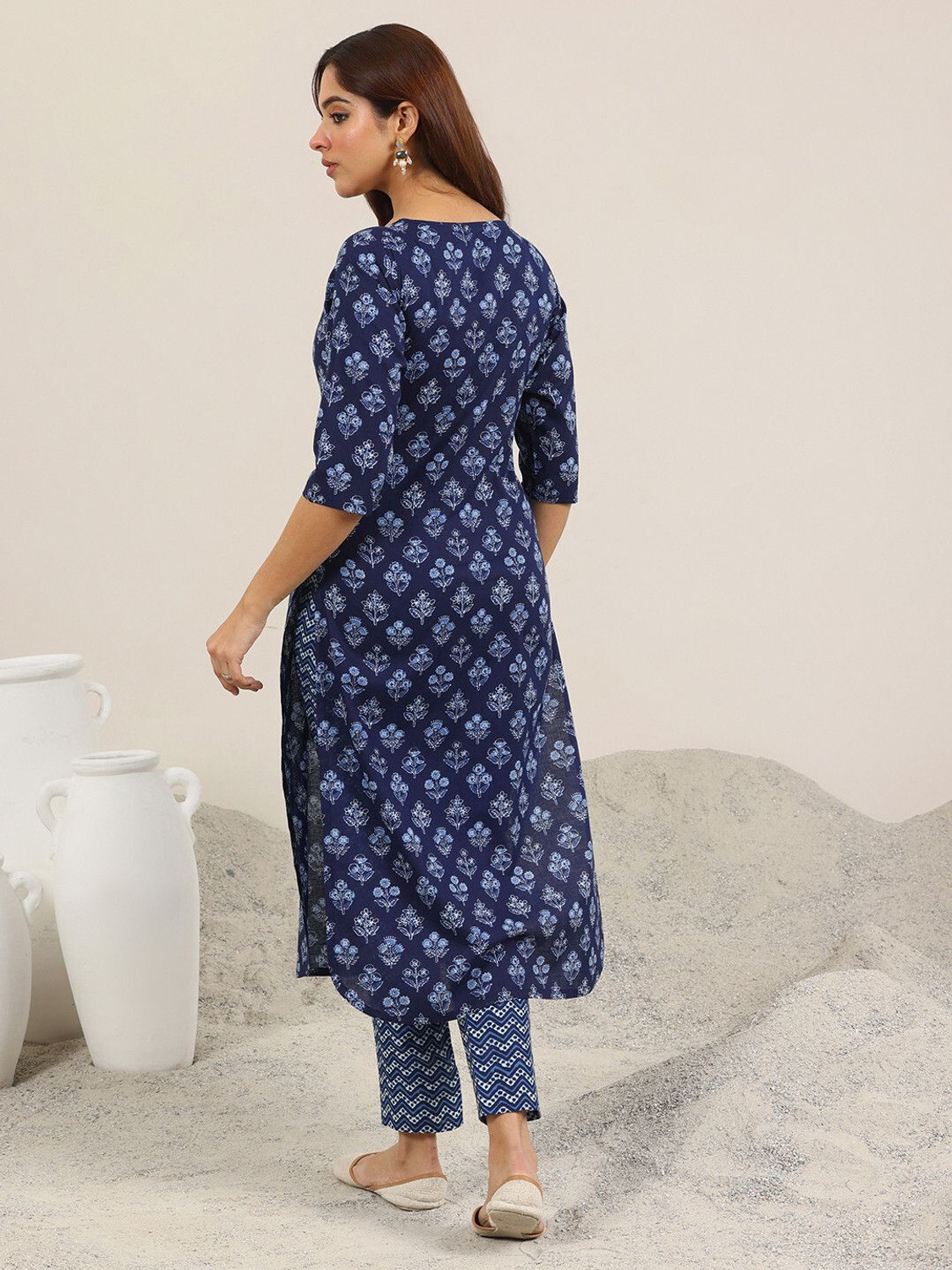Image of LIBAS Women Cotton Blend Kurta Pant Set