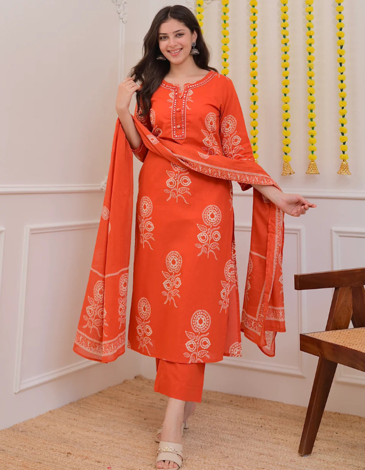 Image of mksv Women Kurta Pant Dupatta Set