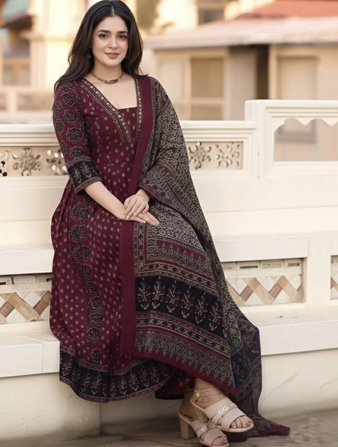 MAK FASHIONS Women Kurta Palazzo Dupatta Set - Image 4