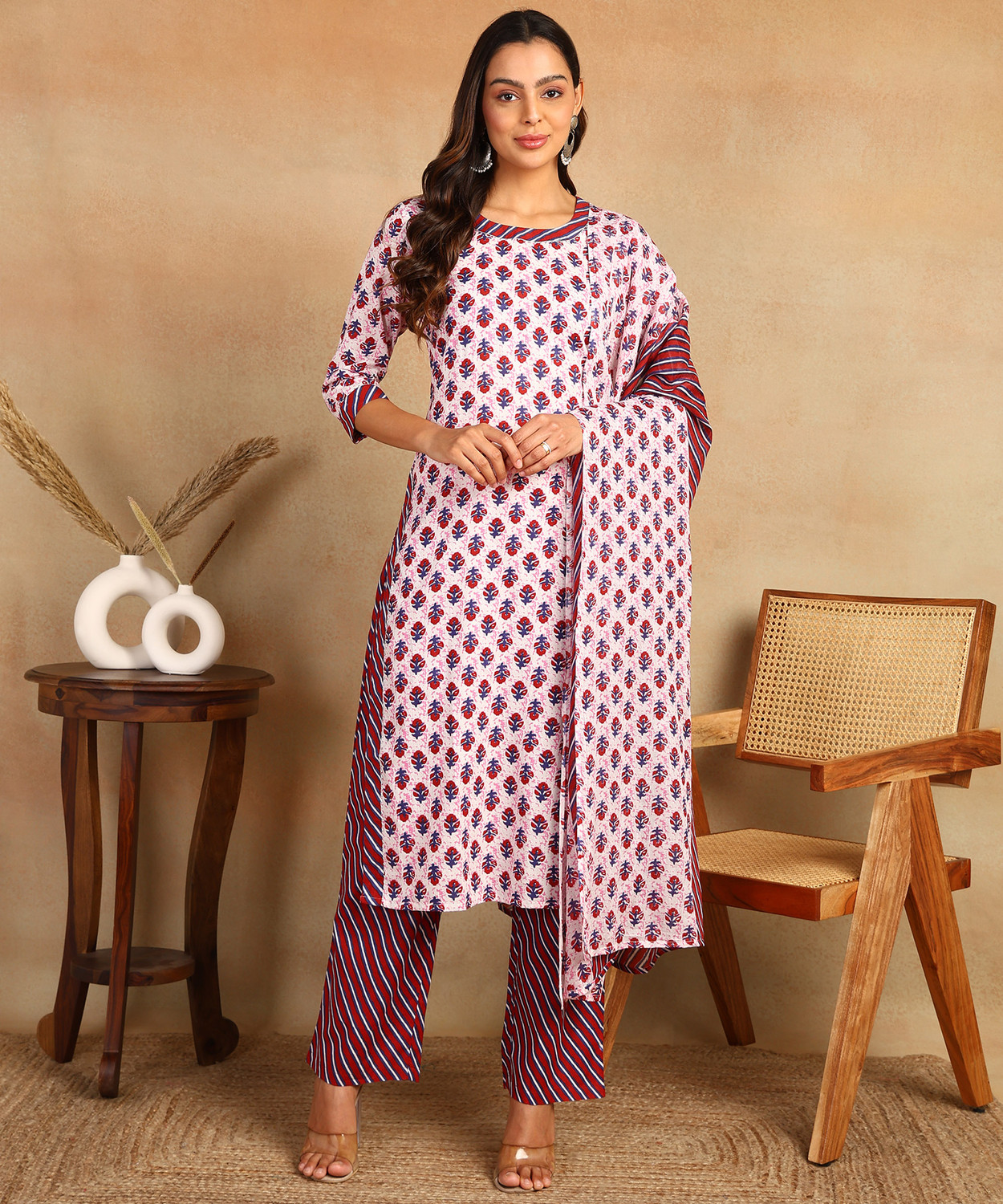 Image of mokshi Women Kurta Palazzo Dupatta Set