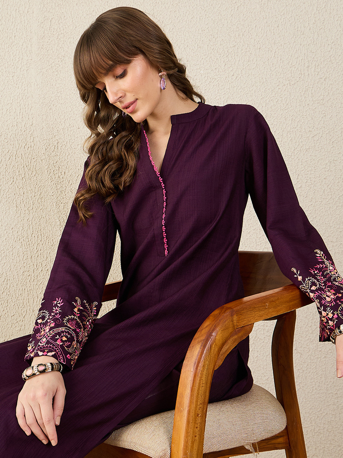 Image of Indo Era Women Cotton Blend Kurta Pant Set