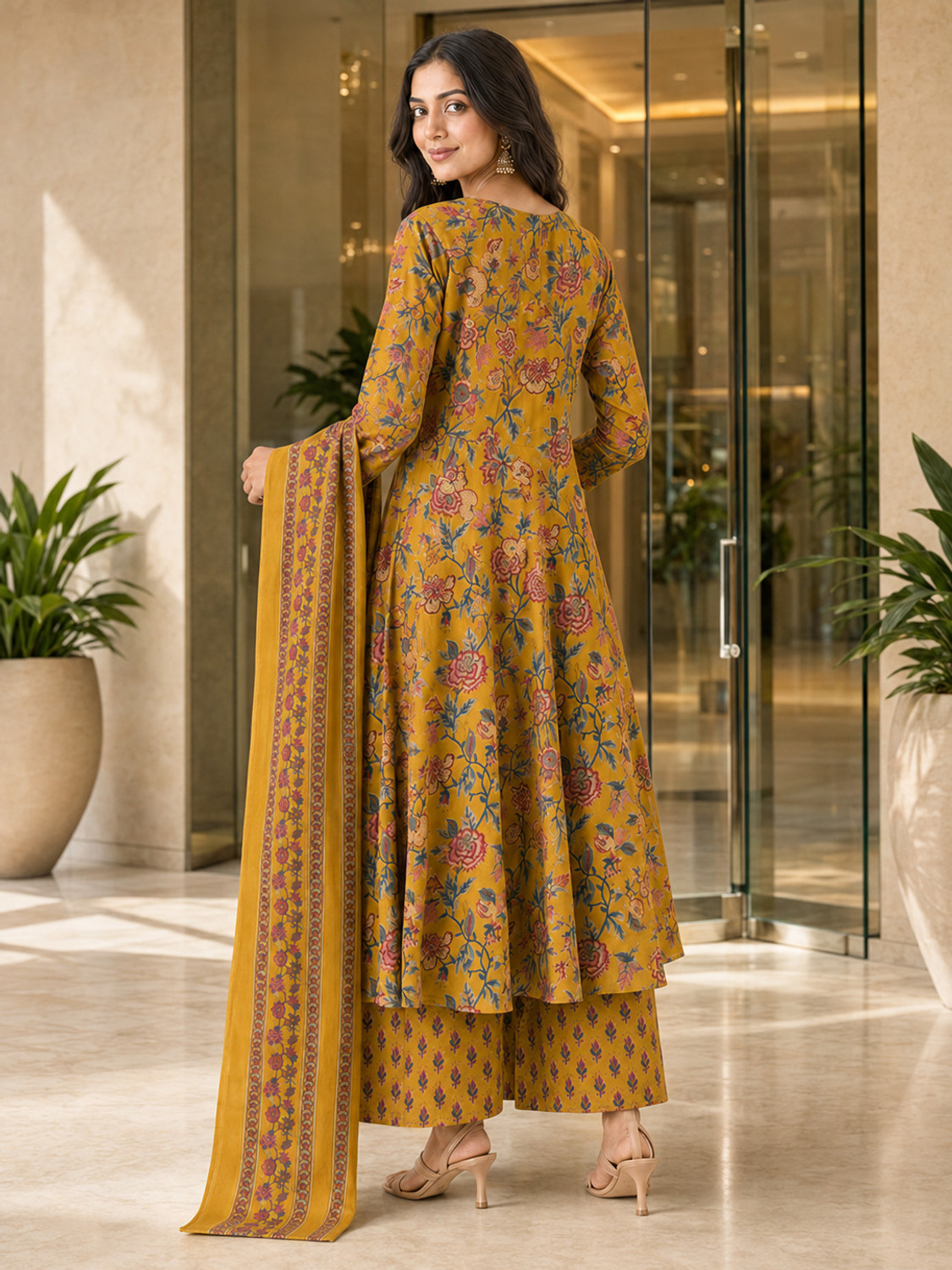 Image of VAANEEP Women Kurta Palazzo Dupatta Set