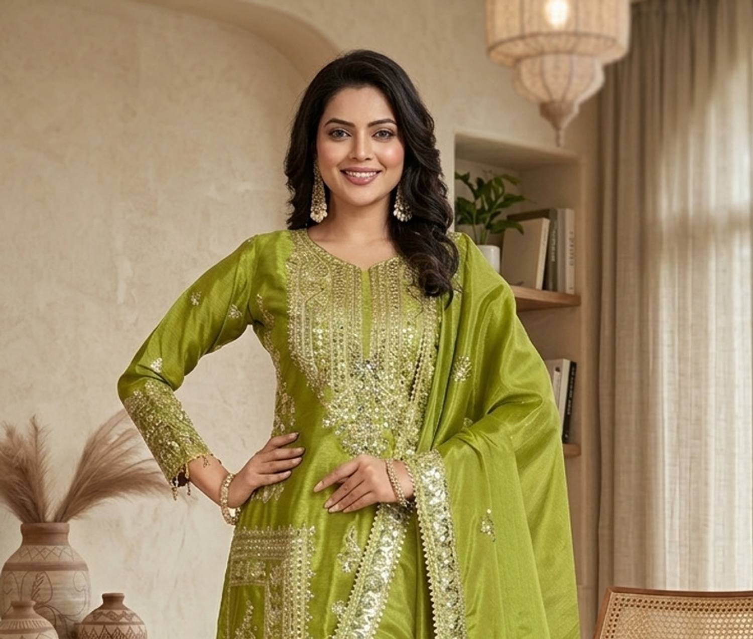 AKSHARAMERA Women Kurta Pant Dupatta Set